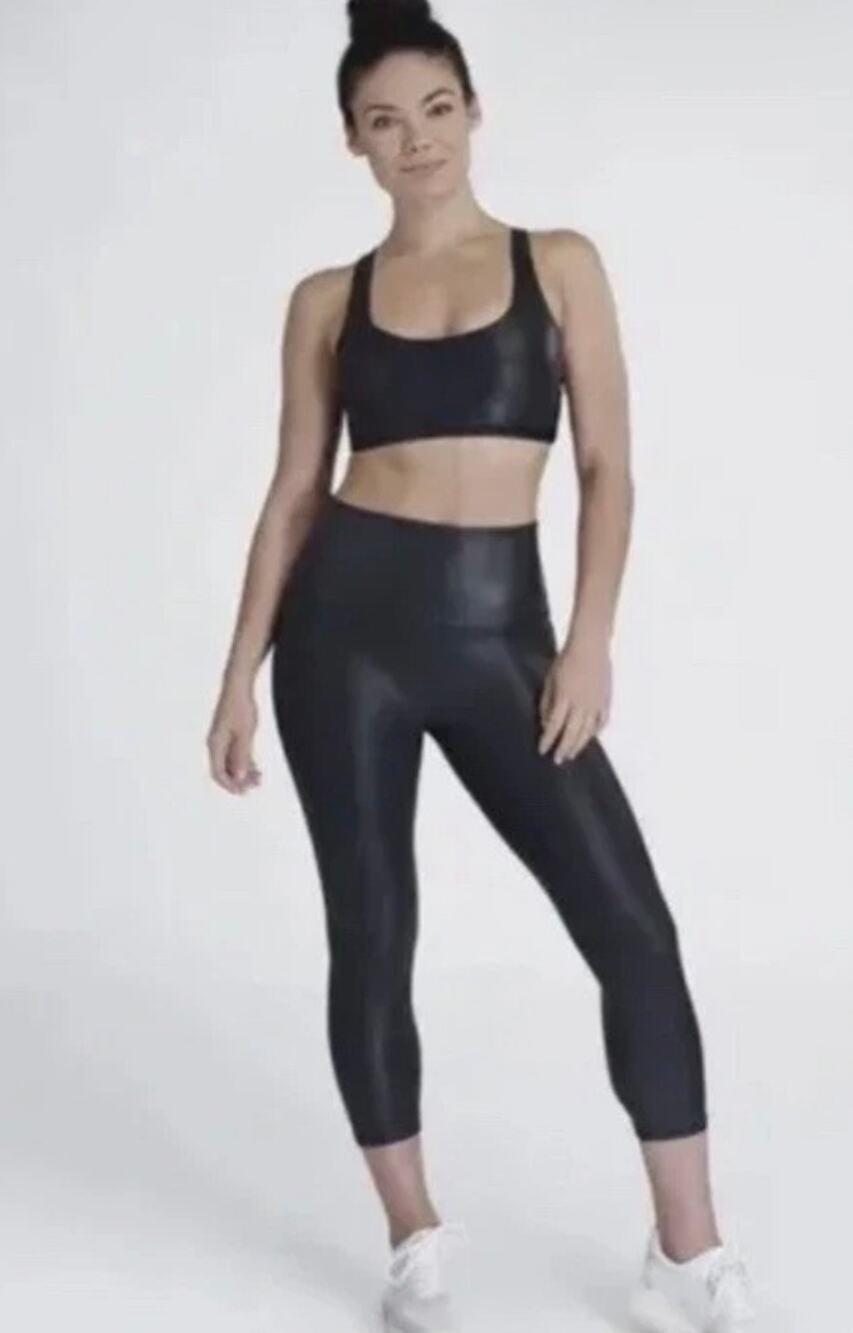 SPANX Faux Leather Cropped Leggings Women’s 2X Black Pull-On Pants